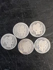 LOT OF 5 BARBER SILVER DIMES #1