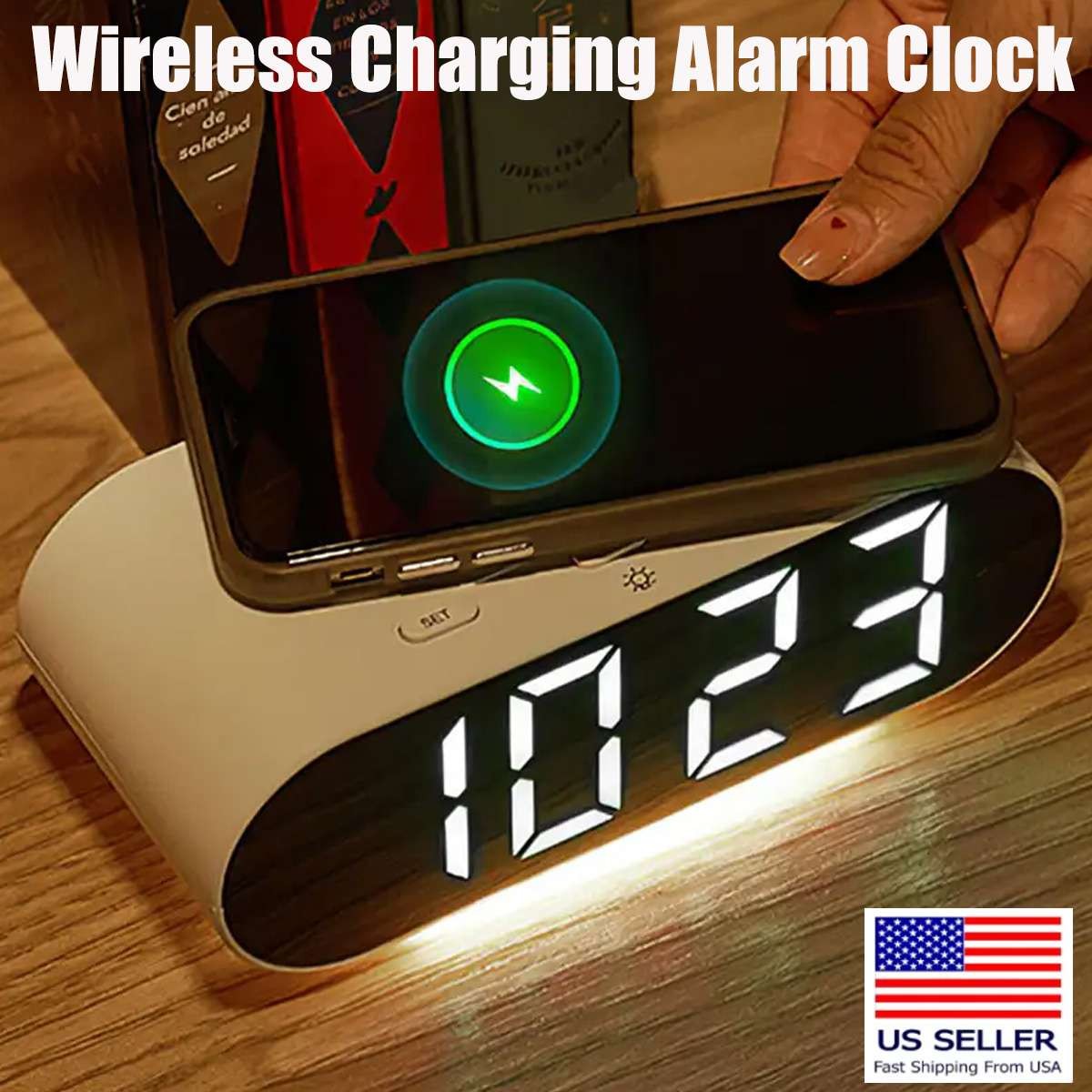 3 in 1 Smart Wireless Fast Phone Charger Night Light Led Digital Alarm Clock new