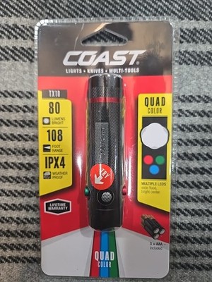 Coast TX10 80 Lumens Quad Colour LED Torch Flash Light Aluminium Casing IPX4