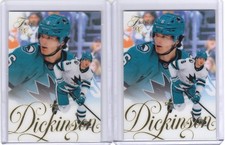 2025-26 FLEER FLAIR ROOKIE CARD RC #197 SAN JOSE SHARKS - SAM DICKINSON LOT x2. rookie card picture