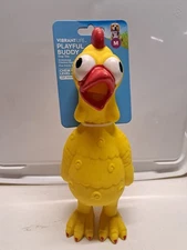 New Vibrant Life Playful Buddy Yellow Screaming Chicken Dog Toy, Chew Level 2