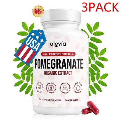 3Pack Alevia Pomegranate Capsules 60ct Organic Extract Antioxidant