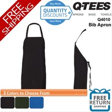    Q-tees Bib Apron 100 brushed polyester Wraparound waist side ties Q4010