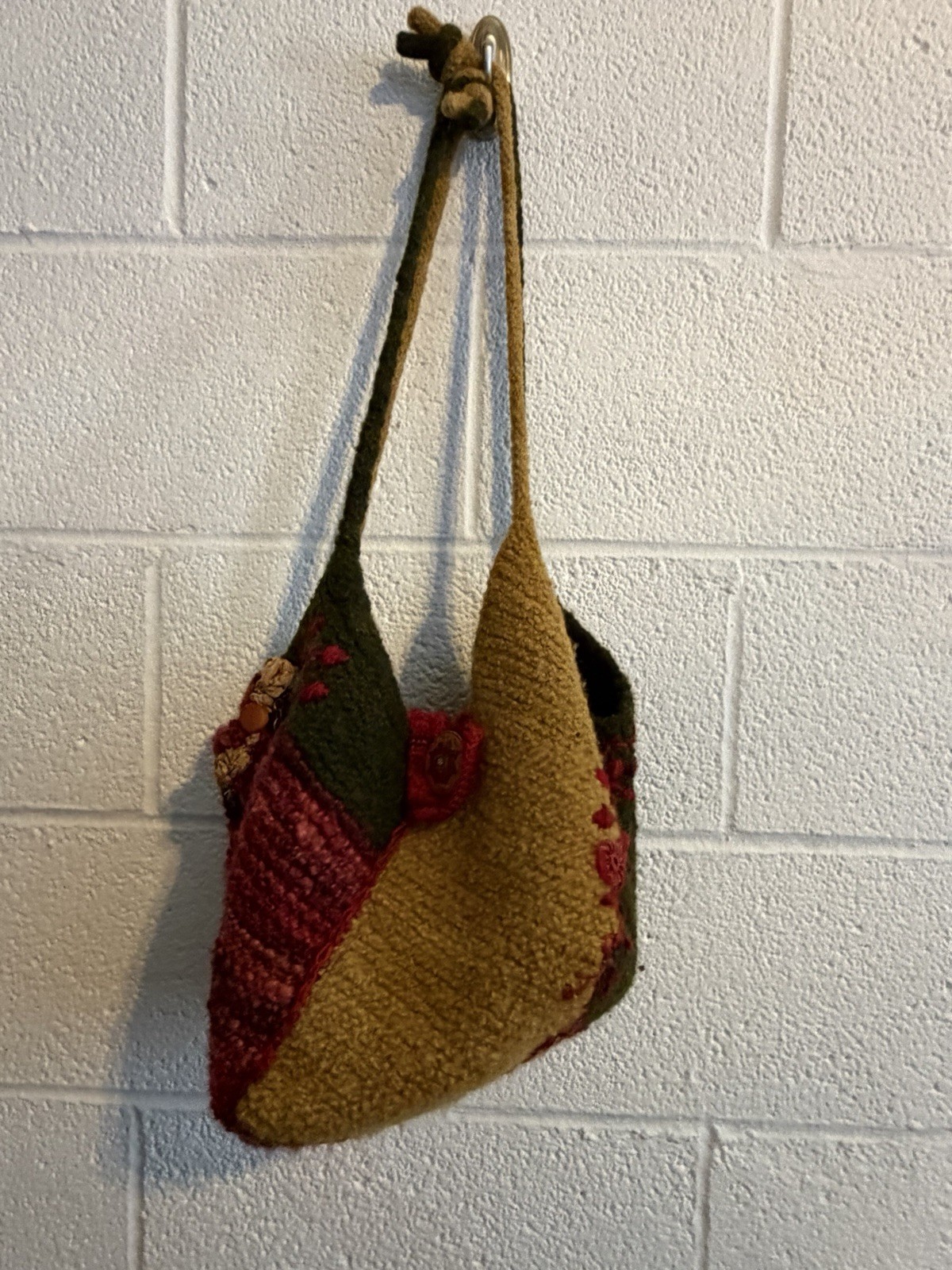 Handmade Wool Patchwork Bag Boho Cottagecore Whim… - image 4