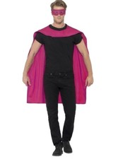 Pink Unisex Superhero Cape Cloak With Eye Mask Costume Accessory