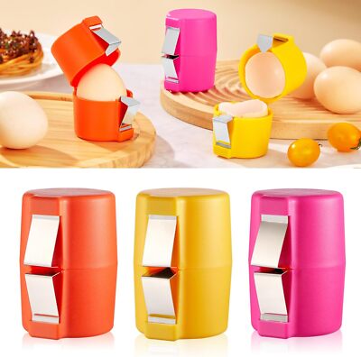 3Pcs Egg Shell Cracker Breaker Opener Peeler 3 Pcs Set-Yellow Pink Orange 