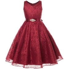 BURGUNDY Size 12 Flower Girl Dress Party Birthday Bridesmaid Formal Recital Prom