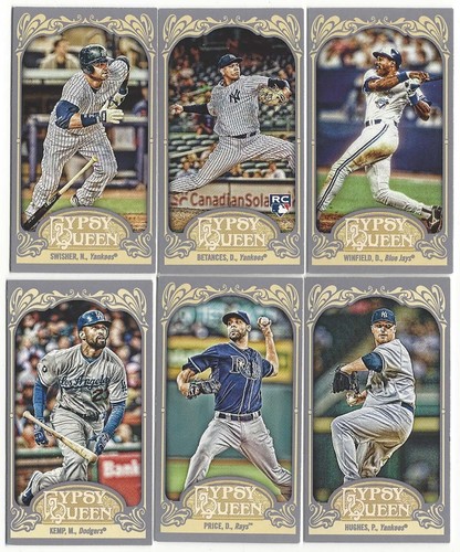 2012 Topps Gypsy Queen Mini Kemp Winfield Hughes Swisher Price Betances Lof of 6