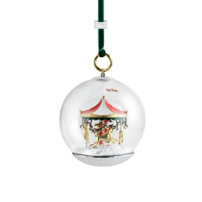 MICHAEL ARAM MERRY GO AROUND SNOW GLOBE ORNAMENT 132453.NEW IN BOX.
