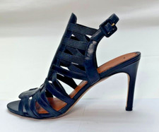 VIA SPIGA Tafari Slingback Caged High Heel Sandal Black Leather Size 7.5M