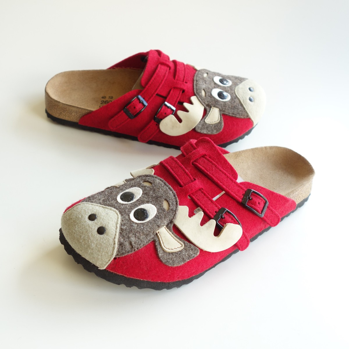 BIRKI's BIRKENSTOCK Slides Mules Clogs CAMDEN Felt ELK Red US9
