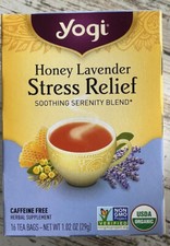 Yogi Tea Organic Honey Lavender Tea Stress Relief Caffeine Free 16 Bags