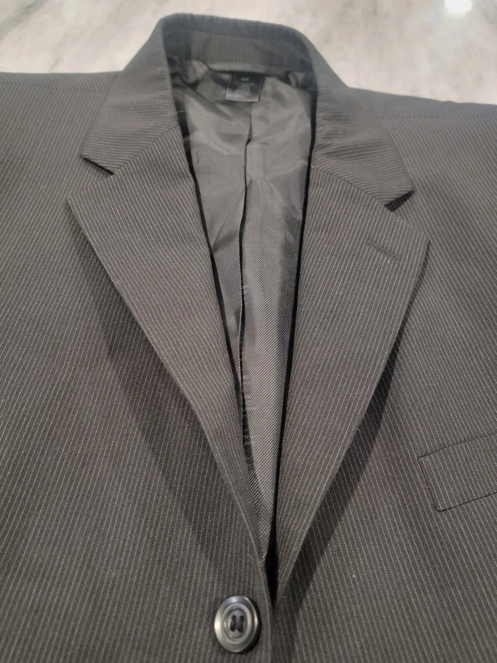 42S Men's Claiborne Striped Blazer Black 3 Button Sport Coat Suit Jacket - Image 2 of 4
