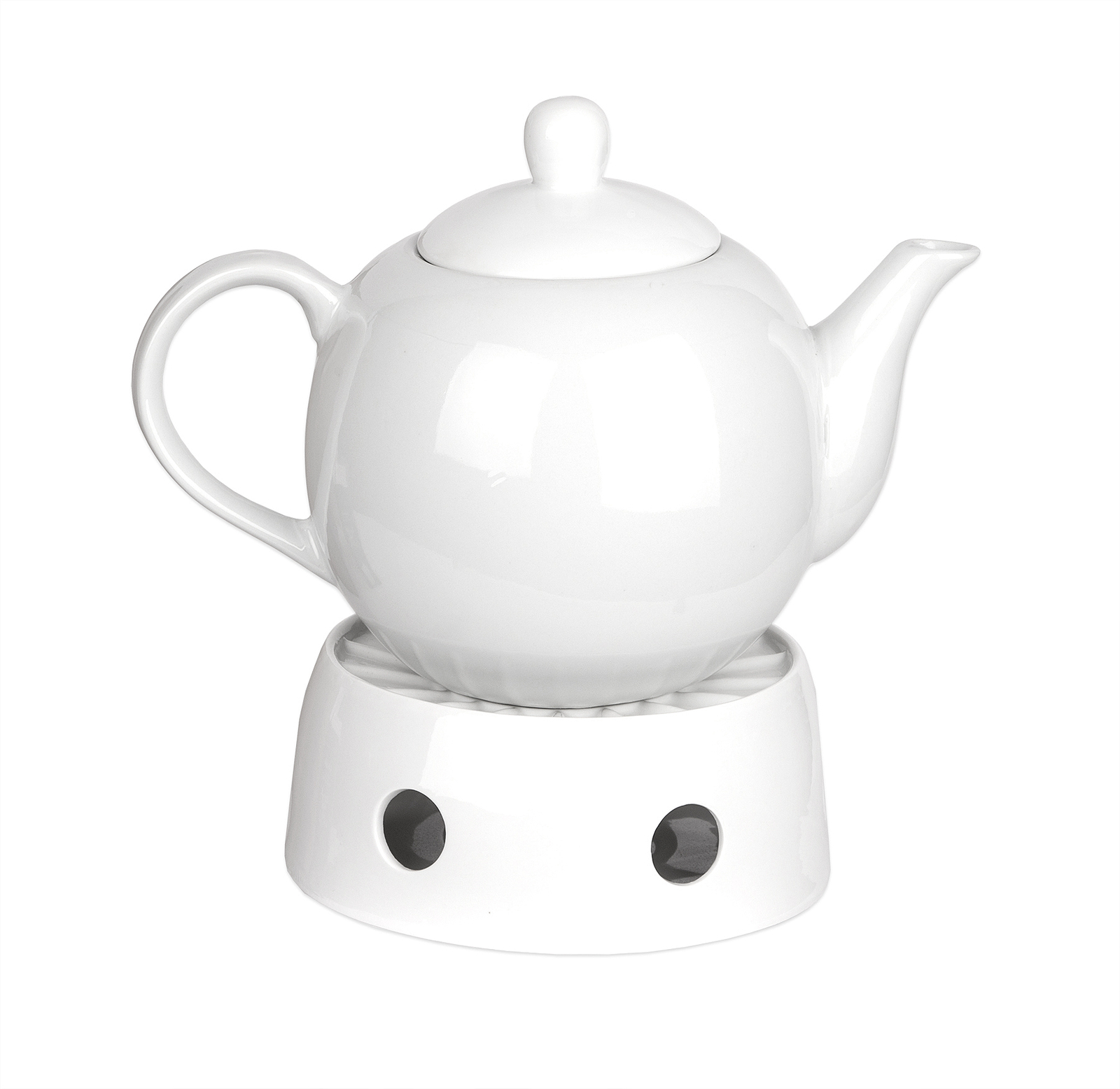 Teekanne weiß 1,1L Set mit Stövchen für Teelicht Porzellan Kaffeekanne Vintage