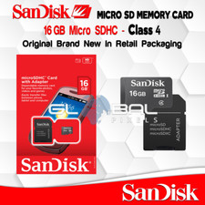 Sandisk Micro SD Card 16GB With Adapter TF Flash Memory Class 4 Phone Camera OEM