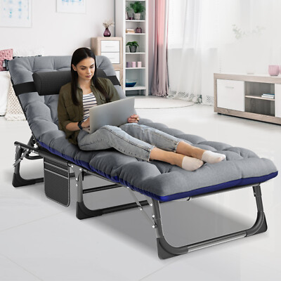 NAIZEA Outdoor Camping Cot 4 Adjustable Folding Sleeping Reclining Lounger Chair
