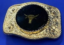Unique Translucent centerpiece - Texas LongHorn Steer Head western belt buckle