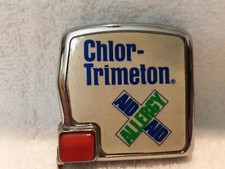 VINTAGE CHLOR-TRIMETON DRUG REP TAPE MEASURE METAL PHARMACEUTICAL MADE IN USA