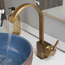 Antique Brass Kitchen Sink Mixer Faucet Swivel Spout Basin Deck Mount Brass Tap