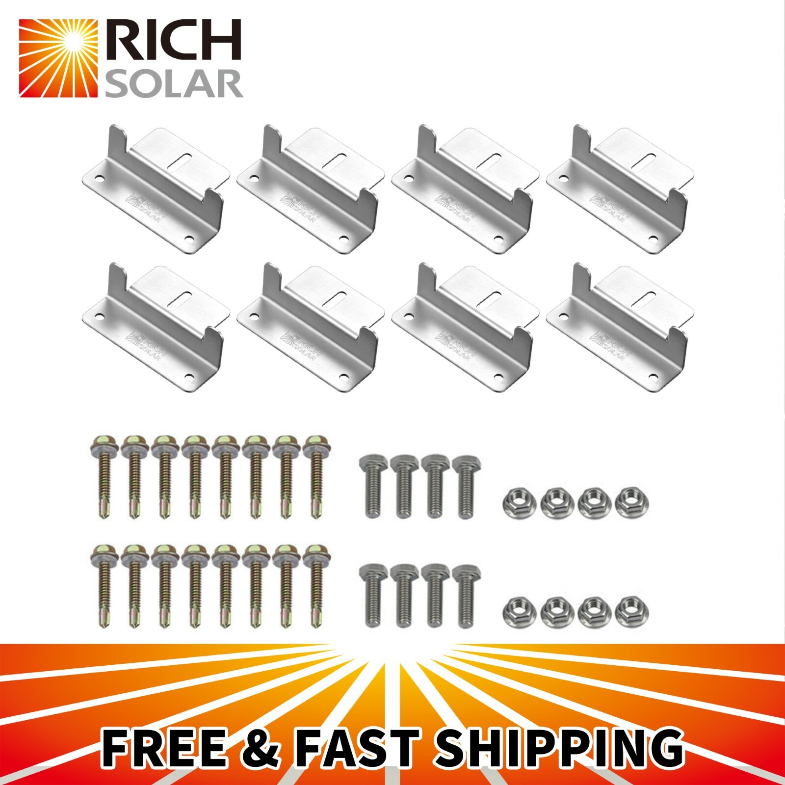 RICH SOLAR 4 x 4 Pcs Solar Panel Z bracket Mounting Mount RV