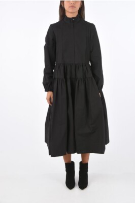MOLLY GODDARD Pintuck Lorena Front Zip Trench Dress Black UK 8 US 4 Org $1,575