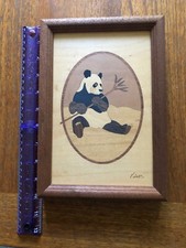 Panda Wood Inlay by Nelson Framed Beautiful 10" by 7"