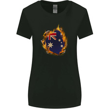 The Australian Flag Fire Effect Australia Womens Wider Cut T-Shirt