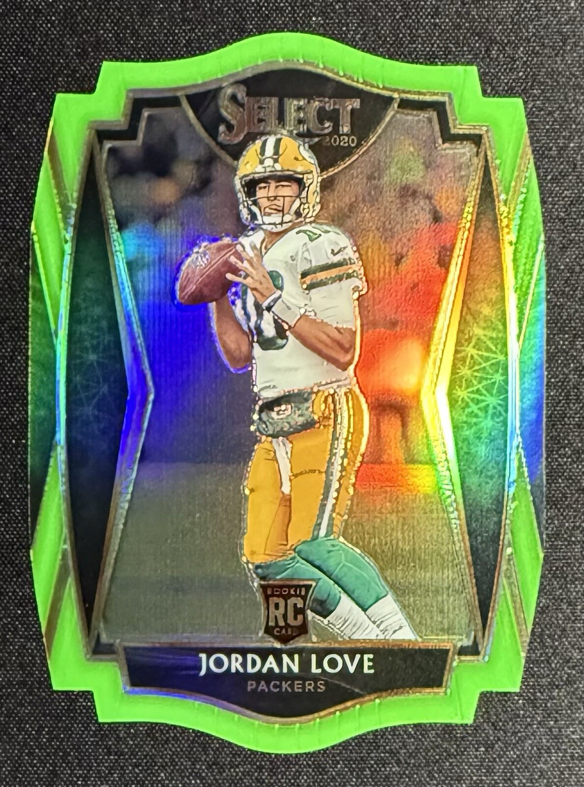 2020 Panini Select Football Neon Green Prizm Die-Cut Rookie Jordan Love #147 RC