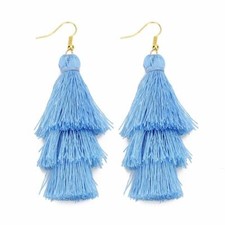 Bohemian Earrings 3 Layered Fringed Statement Tassel For Women Long Drop Dangle
