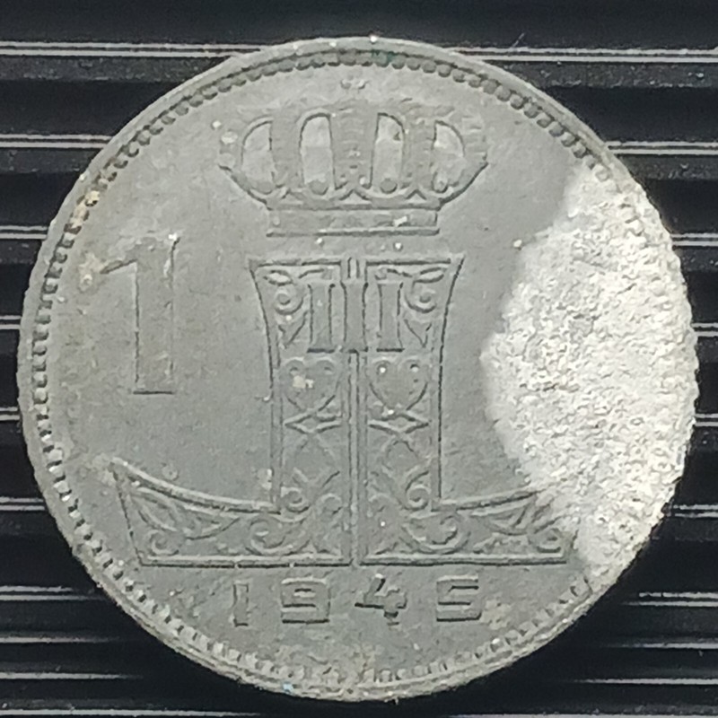 1945 1 Franc WW2 Era Belgium Avg Circ World Coin 