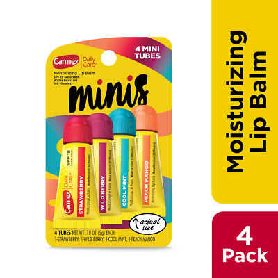 Carmex Daily Care flavored Moisturizing Lip Balm Tubes with SPF 15 4 mini tubes
