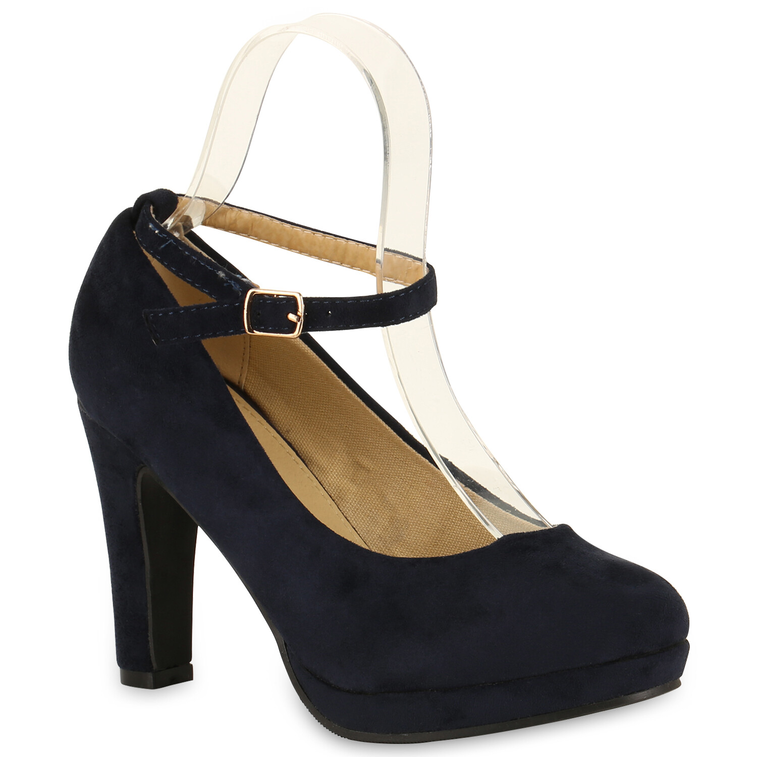 VAN HILL Damen Pumps Mary Janes - Blockabsatz 4,5cm Mit Schnalle - Kunstleder