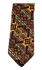 Vintage 70s Cotton Blend Wide Tie Geometric Aztec Pattern 3 3/4  X 54  