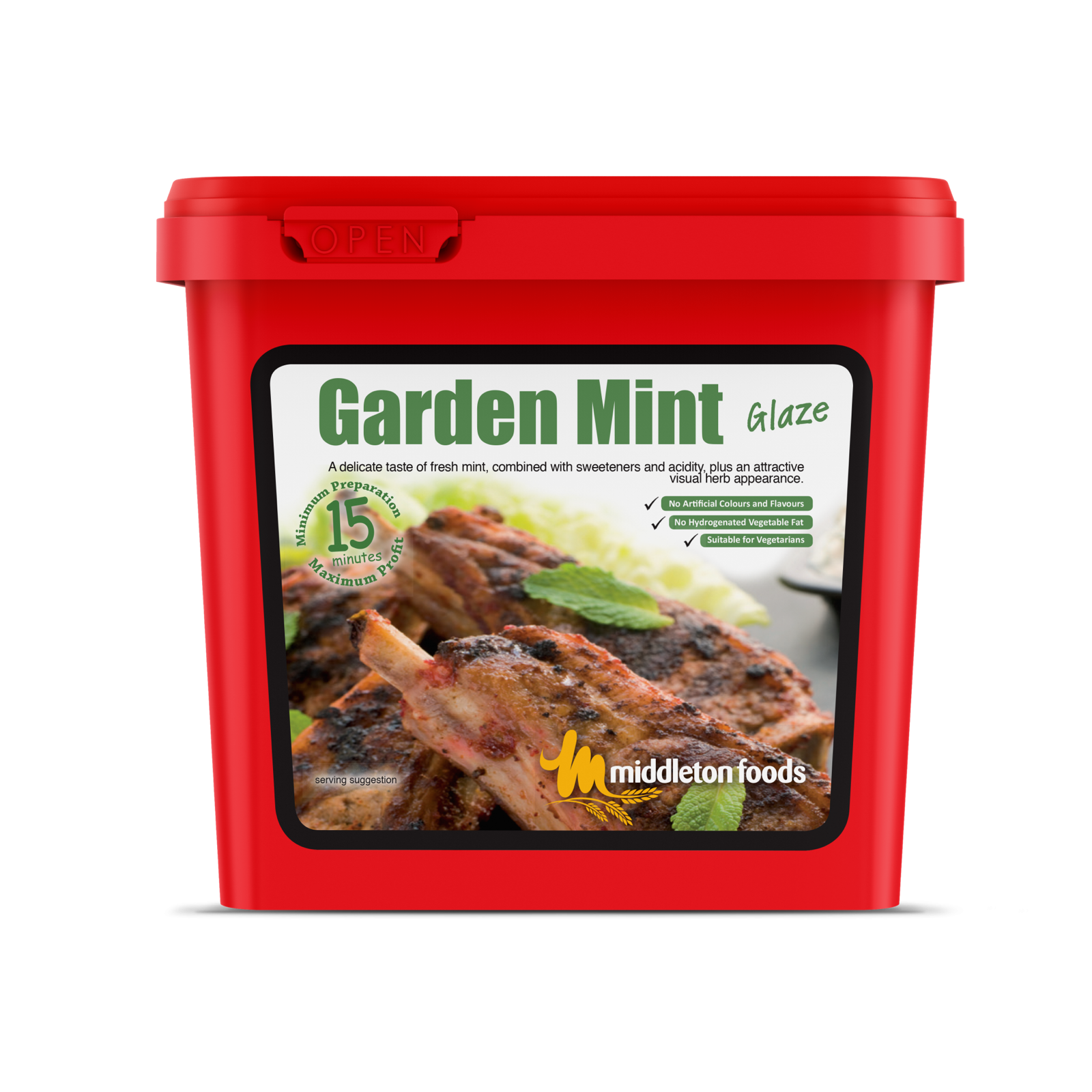 Middleton Foods 🌾 GARDEN MINT Meat Glaze Marinade Seasoning Mix 2.5kg Red Tub