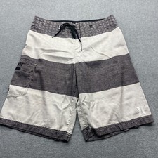 Hurley Board Shorts Mens 32x10" Phantom Gray Large Stripe W/ Side Pocket Logos