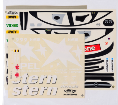 Carson Dekorbogen 1:10 Opel Vectra GTS DTM 2004 - Original Stern-Design, 315 X 225 Mm