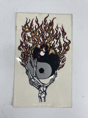 Wizard Wear Skeleton Hand w/Fire King Yang Sticker Computer/Laptop/Hard Hat NOS
