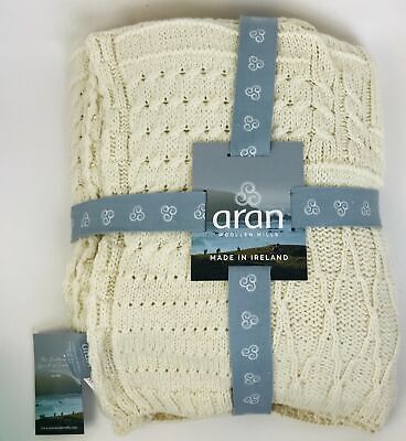 Luxury Soft Merino Wool Mix Knit Cable Knit Throw by Aran Mor Heather Grey NWT