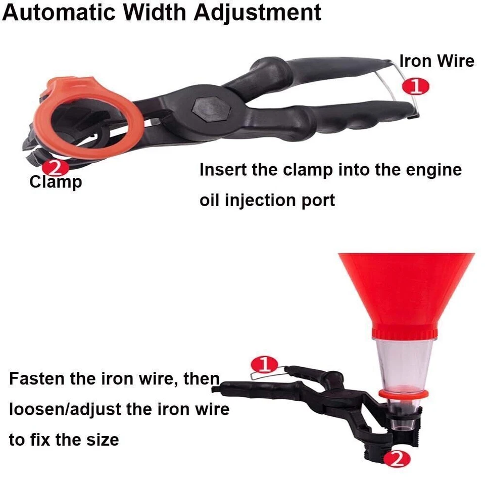 Universal Engine Oil Filling Funnel Set With Adjustable Width Holding Clamp Car - image 4 of 4