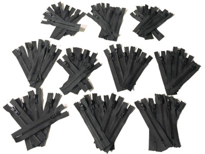 YKK Molded Plastic Zippers VISLON 4 inch Closed Bottom Color Black LOT of 50