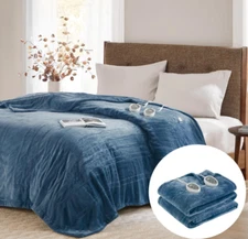 Degrees of Comfort Heated Blanket Plush to Sherpa Dual Control – King Size - NIS