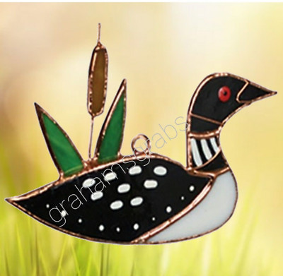 STAINED GLASS LOON SUNCATCHER SUN CATCHER LAKE NATURE DECOR GE234  **Fast Ship**