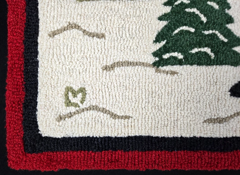 Alfombra de lana enganchada para perro negro nieve 48" x 24" Chandler 4 esquinas Laura Megroz invierno Foto 4 de 4