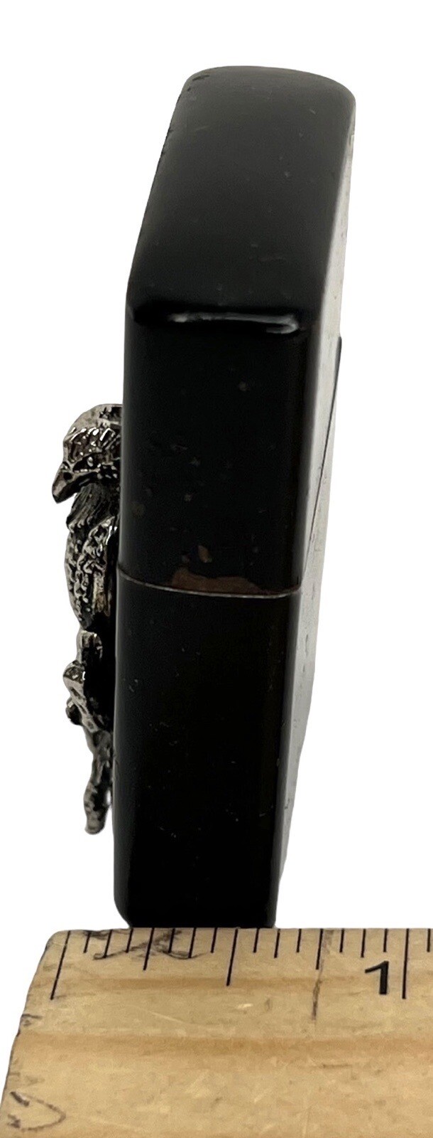 Lighter Silver Falcon Black Metal Flip Top 3D No Fluid Untested Preown As Is