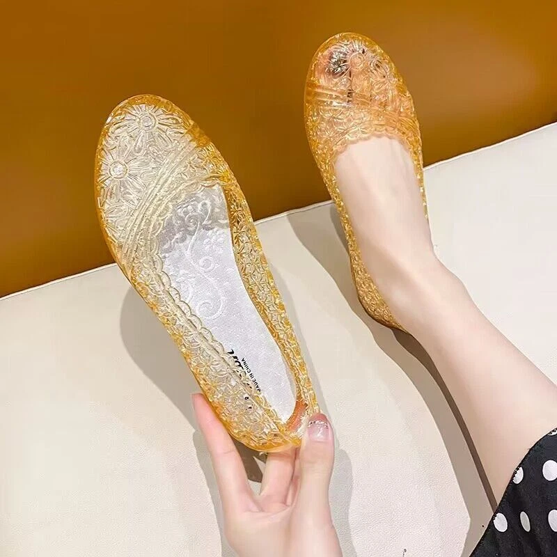 PANTOFOLA D’ORO Sandali Gelatina Donna Estate Scarpe Cave Glitter Cristallo Pantofole Rete Spiaggia