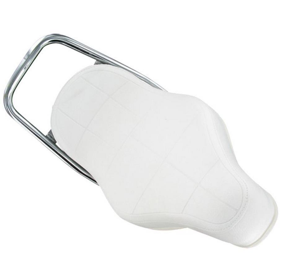 Selle 103 Peugeot blanche type chopper pour mobylette vintage