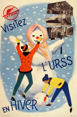 Vintage Russian Winter Tourism Poster LURSS Travel Art 24x36