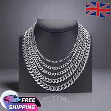 Mens Women Gold Silver Necklace Stainless Steel Cuban Curb Chain Jewelry gift UK