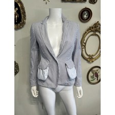 Brooks Brothers Red Fleece Blue White Seersucker Striped Tailored Blazer Size 2
