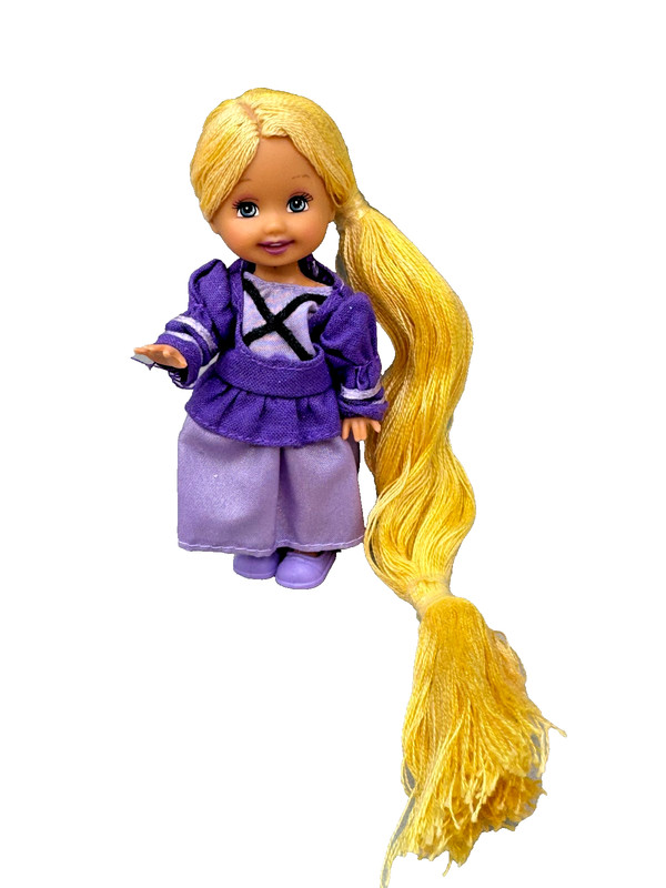 ~DS LOT P DRESSED BARBIE DOLL KELLY IN OOAK REROOT HAIR IN PURPLE DRESS SHOES
